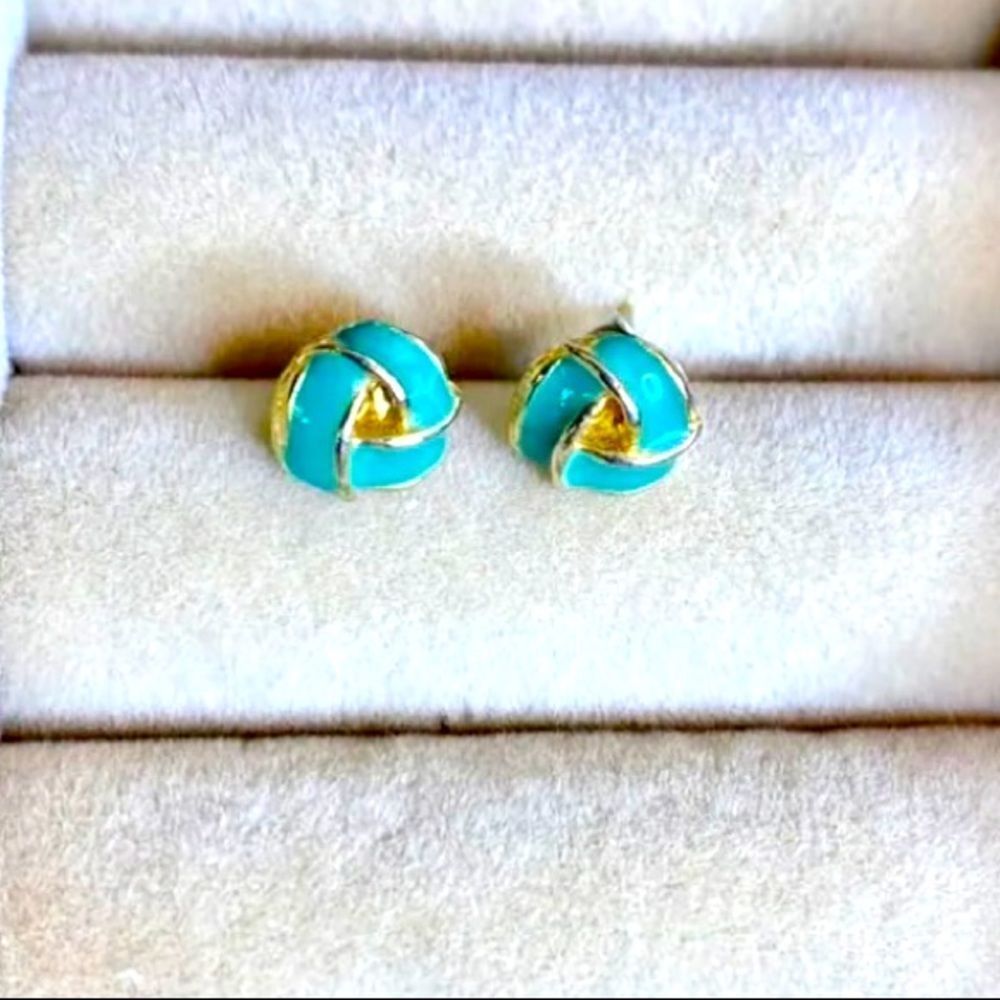 Retro‎ Green Enamel Knot Earrings